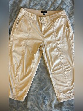 Reitmans Cream Capris with Panel Stitching